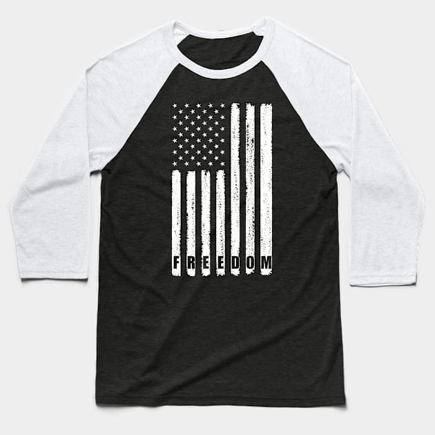 USA flag freedom Baseball T-Shirt by Cute Tees Kawaii